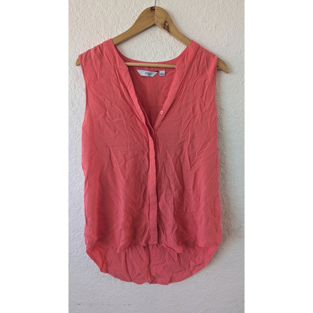 Great Northwest Indigo Womens‎ Coral Pink Sleeveless High Low Rayon Blouse Large
